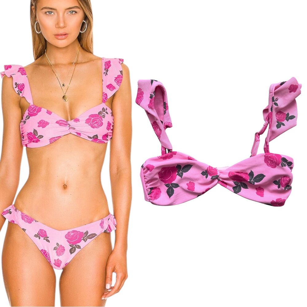 BEACH RIOT Poppy Bikini Top in Pink Rose